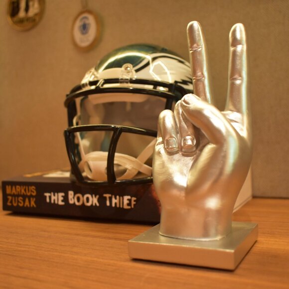 Adam & Friends Home Decor Peace Sign Sculpture | 1-Piece | Silver - Picture 4 of 4